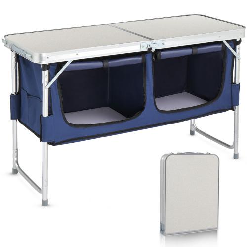 Camping Table, Folding Camping Table with Storage, Portable, Lightweight,  Aluminum Outdoor Table for BBQ, Picnic, Camping, Hiking, Beach, and Indoor