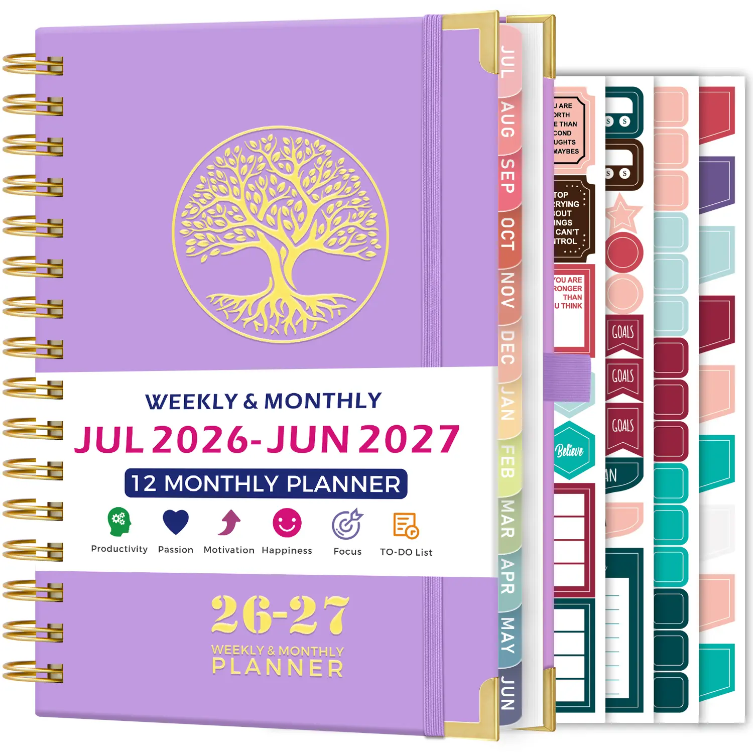 Academic Planner 2026-2027, Weekly And Monthly Calendar/Planner, July 2026 - June 2027, With 12 Monthly Tabs, 4 Planning Stickers, Inner Pocket, 5.7" X 8.4", Appointment Book For Student Teacher Home