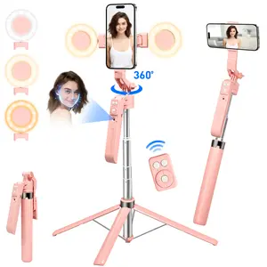 【Hot Selling Gift】360° Rotatable Selfie Stick Tripod, Rechargeable Smart Face Tracking Tripod with 2 Fill Lights, Free your hands，Auto Face Tracking Phone Holder for Vlog、Live Streaming、Rotating Stand、Document your life