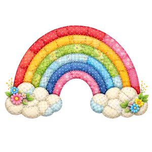 Faux Patchwork Floral Rainbow Ready To Press Heat Transfer 11"