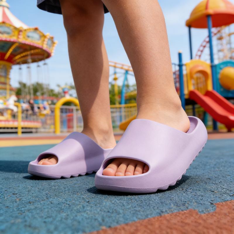 Lumubby Cloud Slides for Kids Lightweight Non-Slip EVA Pillow Slippers Open Toe Comfy Toddler Boys Girls Indoor Outdoor Beach Pool Slippers with Wave-Shaped Anti-Skid Sole