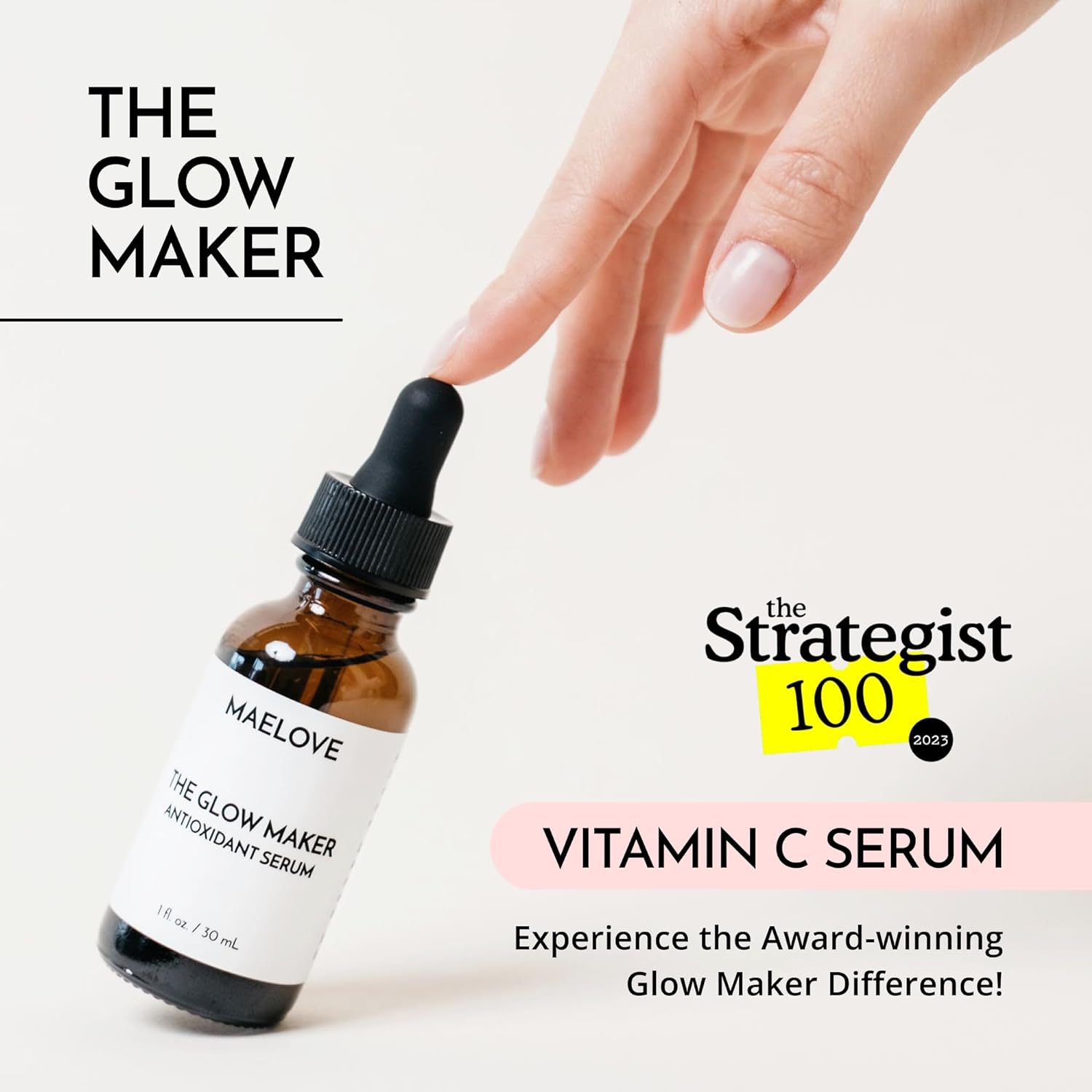 Glow Maker Vitamins C, E, Ferulic & Hyaluronic Acid, Unscented, Award-Winning Brightening and Hydrating Facial Serum