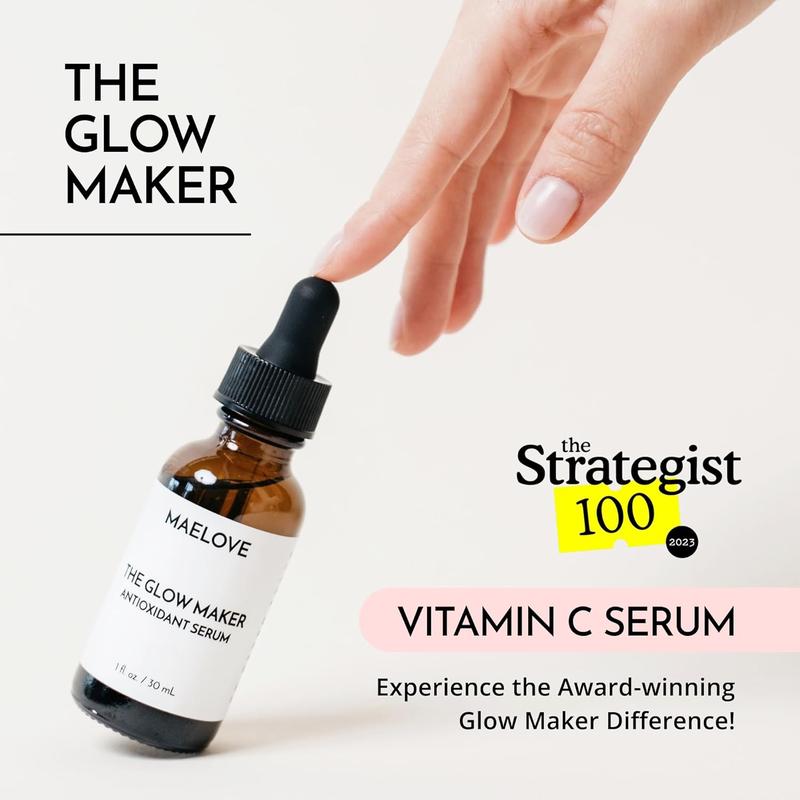 Glow Maker Vitamins C, E, Ferulic & Hyaluronic Acid, Unscented, Award-Winning Brightening and Hydrating Facial Serum