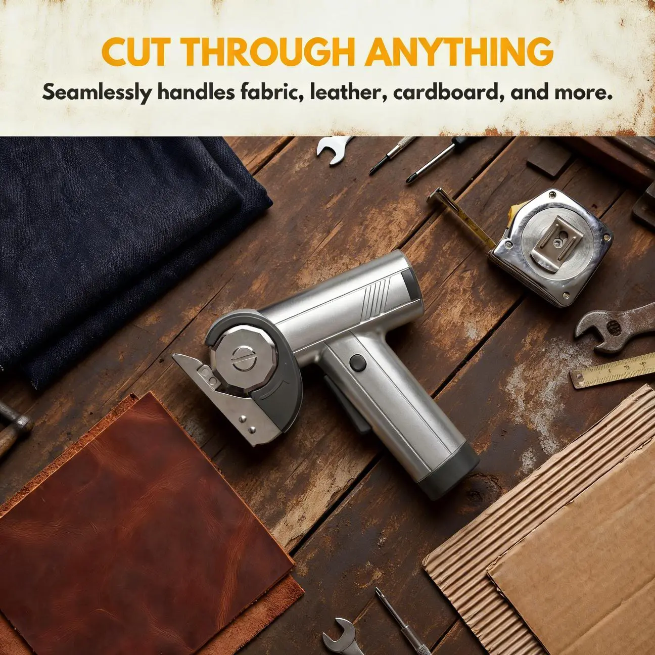 Silver 4.2V Rechargeable Lithium-Ion Battery Cordless Electric Cutting Tool with LED Display, Powerful Motor, 2 Tungsten Steel Blades, Stainless Steel Components, Multi-Purpose for Cardboard, Leather, Fabric, Upholstery, Long-Lasting Durability