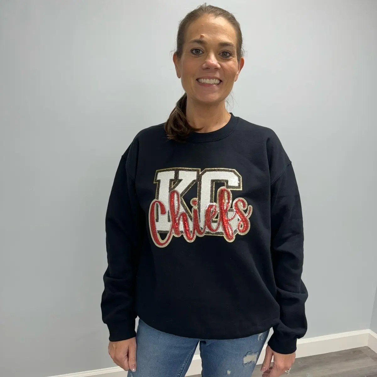 KC Chiefs Sequin Patch Sweatshirt Crewneck