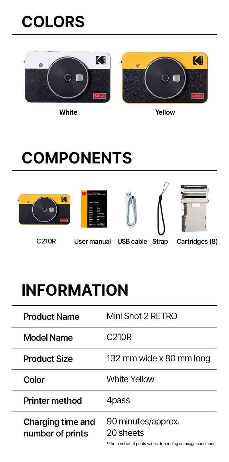 KODAK Mini Shot 2 Retro C210R (white)