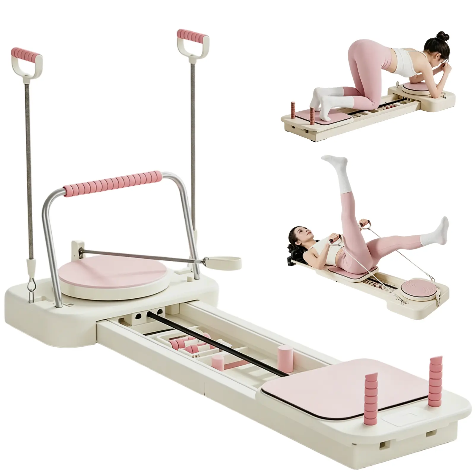 Split-Foldable Portable Pilates Board, At-Home Gym Equipment with Resistance Bands Set for Fit-at-Home Fitness Support