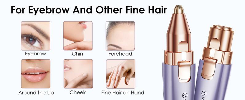 VG VOGCREST 2in1 Rechargeable Eyebrow Trimmer & Facial Hair Remover with LED Light - Painless Precision Shaver for Face, Lips, and Body - Comfort