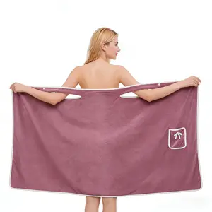 Women's Coral Fleece Bathrobe & Bath Skirt, Super Absorbent, Soft Wearable Towel for Sauna, Spa & Post-Shower Comfort