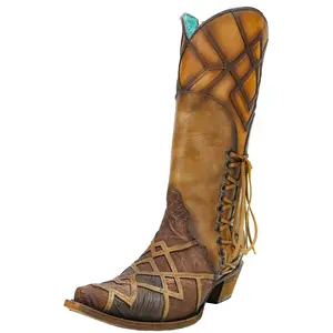 Corral Honey Laser Overlay and Lace Up Boots