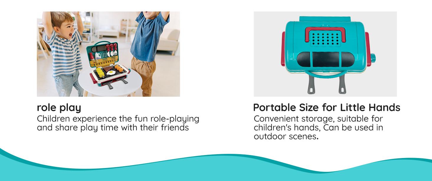 TALGIC BBQ Cooking Kitchen Set, BBQ Grill Toy Set,  Color Changing Pretend Play, Little Chef Play,