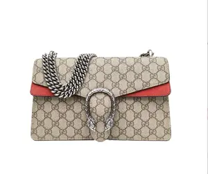 Pre-owned canvas Shoulder Bags GUCCI Dionysus Medium Size 28 red PVC silver clasp