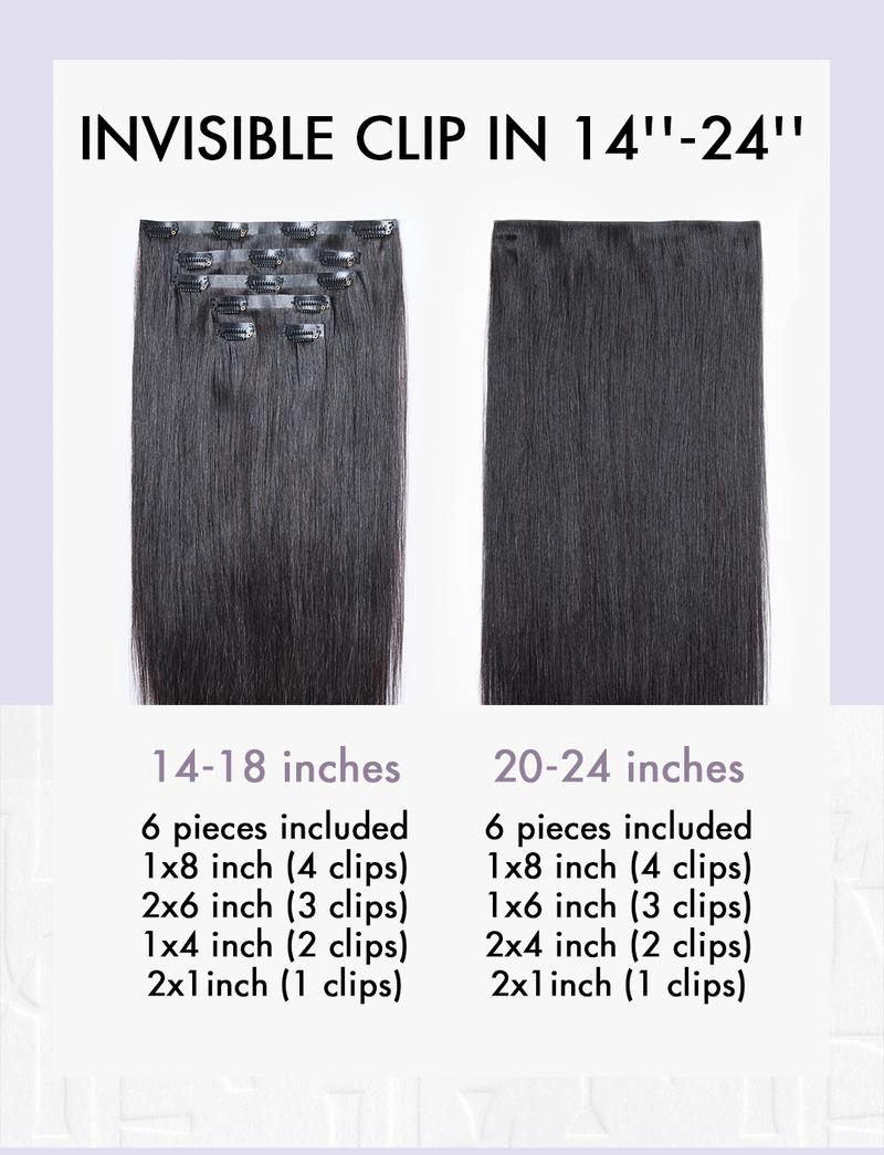 LUVME 100% Virgin Human Hair Extensions Seamless & Invisible Edge Straight, Body Wave, Kinky Curly, Yaki Straight, Messy Burmese Curl Clip-In