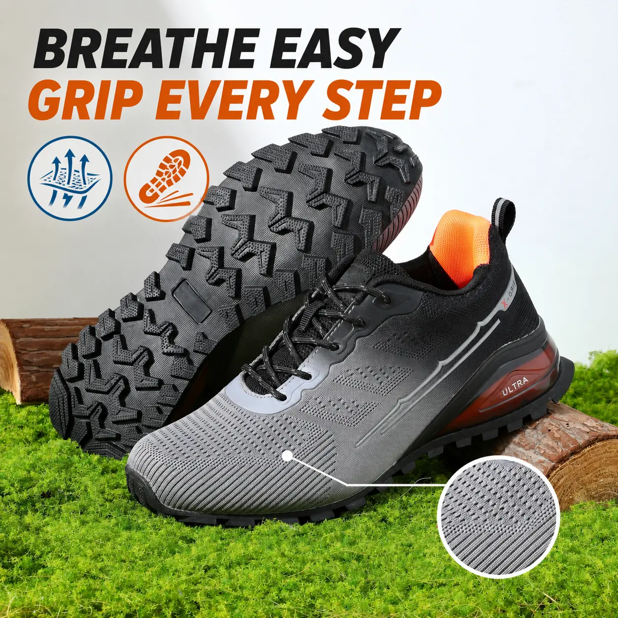 Men‘s Non-Slip Breathable Walking Running Shoes - Lightweight Cushioned Athletic Sport Shoes, Outdoor Workout Sneakers for Trail Running & Gym Training