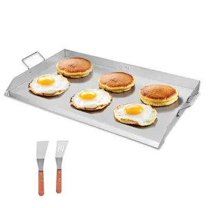 【Summervibes】VEVOR Stainless Steel Griddle, 36x22 inch Universal Flat Top Rectangular Plate, Gas Grill Griddle for BBQ Grill, Teppanyaki, Portable Family Cookware with Handle, for Camping Tailgating Party