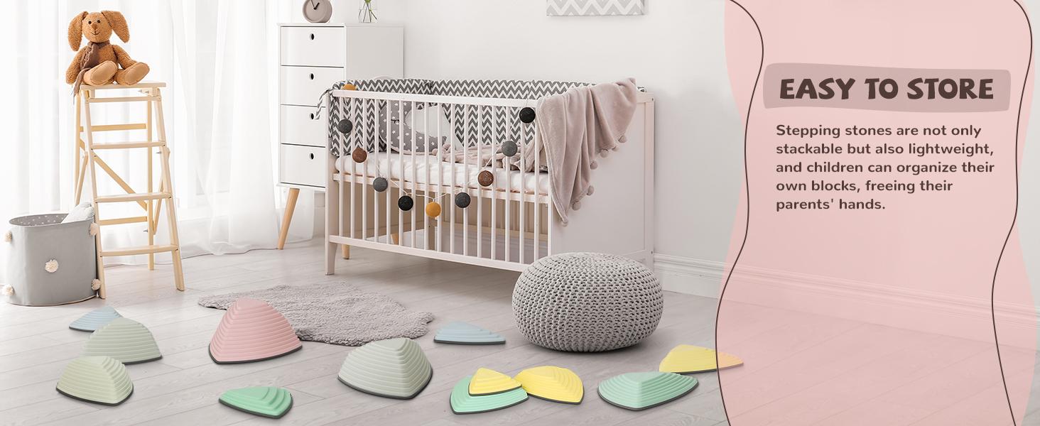 Set of 12/25 Children's sensory balance training stepping stone in macaroon for coordination and strength Stepping stone with rubber non-slip sides. kid Rainbow Stepping Stones Set Safety Parks outdoor play equipment Kindergartens