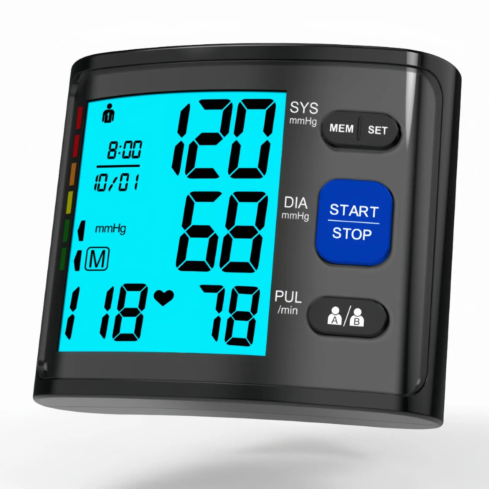 Wrist Blood Pressure Monitor LCD Display, Adjustable Wrist Blood Pressure Cuff 90x2 Reading Memory Wrist Bp Monitor with Storage Case(White)