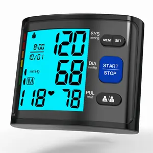 Wrist Blood Pressure Monitor LCD Display, Adjustable Wrist Blood Pressure Cuff 90x2 Reading Memory Wrist Bp Monitor with Storage Case(White)