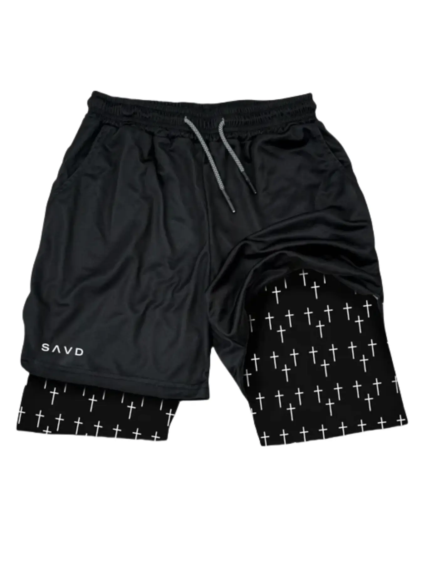 Unisex Cross Graphic Basketball Shorts, Loose-Fit Double Layer Breathable Fitness Shorts with Adjustable Waist for Summer Training, Men’s Shorts