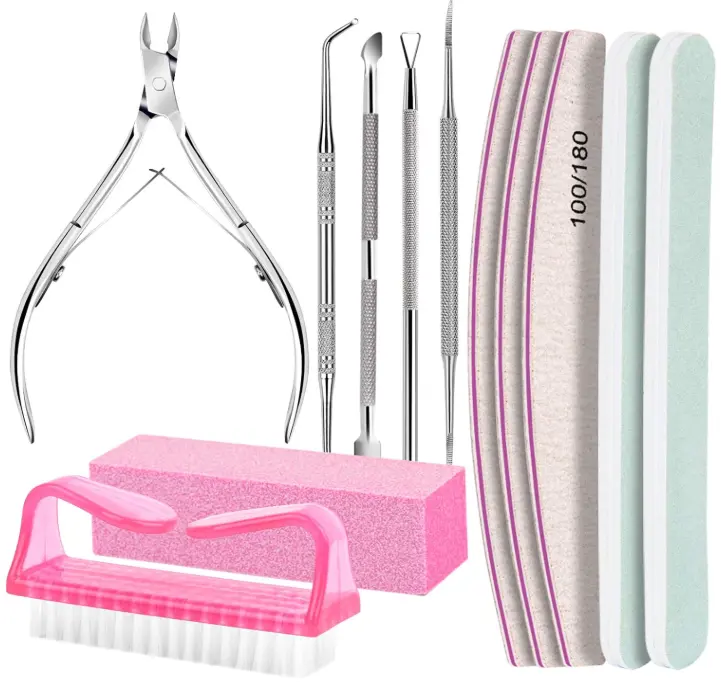 Nail Care Kit, Nail Files 100/180, Nail Buffer Block, Cuticle Nippers, Cuticle Trimmer, Cuticle Pusher, Nail Tools, Nail Kit, Pedicure & Manicure Tools, Nail Prep Kit, Manicure Kit for Women