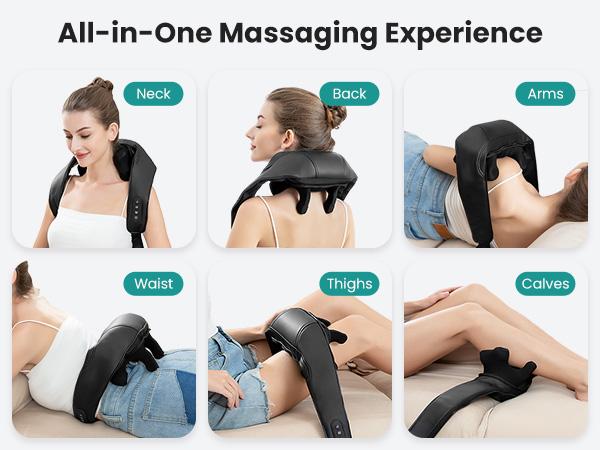 Wireless Neck Massager with Heat, Nekteck 6D Cordless Shiatsu Neck and Back Massager, for Pain Relief Deep Tissue, Ideal Gift for Men and Women