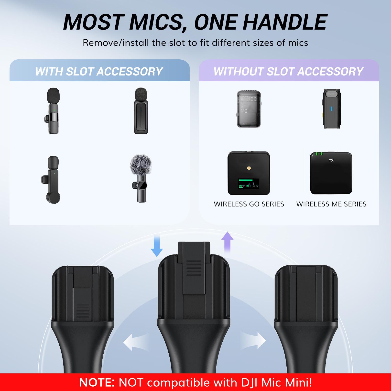 TONOR TP20/TP40 Handheld Adapter for DJI Rode Microphone, Most Wireless Lavalier Mics Compatible, Microphone Not Included