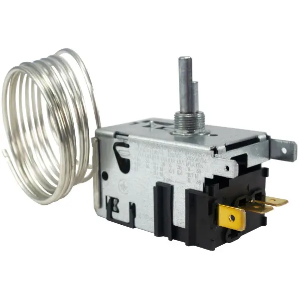 Danfoss 077B7105 Thermostat Commercial Refrigerators 1 Door 077B1047L Cold Cut-in +14.9F Cold cut-out -0.4F Warm Cut-in +47.3F Warm Cut-out +37.4F Capillary tube length 47.2in  B0