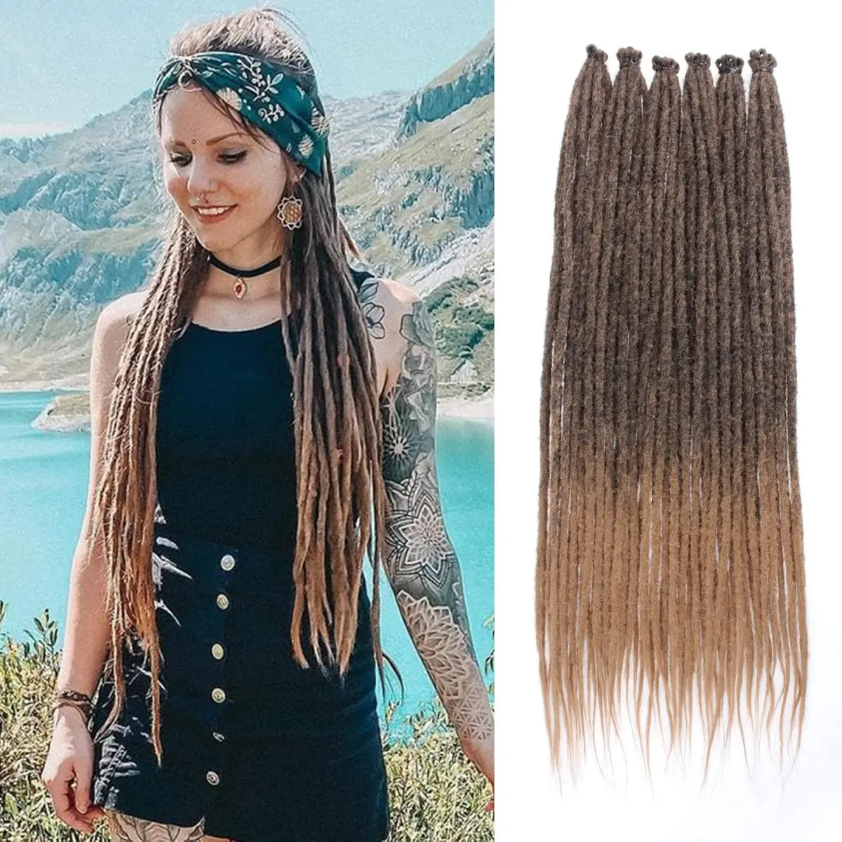 Unisex Synthetic Dreadlock Hair Extensions - 24 inch(20 Strands), 0.6cm Single-Ended, Reggae Style Crochet Braids, Ombre Honey Blonde #T27 for Braids Hairstyles & Crochet Hairstyles, Ombre Hair, Single-Ended Strands, Synthetic Hair