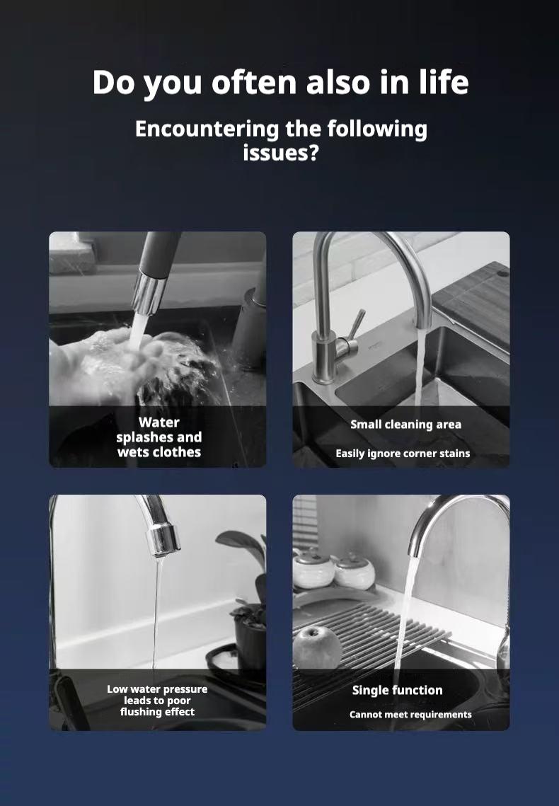 【CleanFlow Studio】Flexible Faucet Extender | 360° Reach & Splash-Proof | High-Pressure Power Rinse | Quick Twist-On Setup | Universal Fit for Sinks