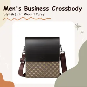Men's Business Crossbody Bag I-shaped Single Shoulder Lightweight Fashionable Flap Design for Men's Stylish Carry