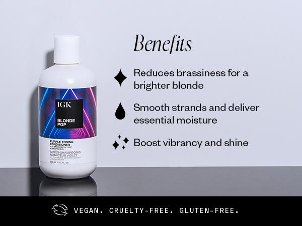 IGK CHANGE YOUR TONE | BLONDE 3-STEP SYSTEM BUNDLE | Blonde Pop Shampoo + Blonde Pop Conditioner + L.A. Blonde Purple Toning Treatment Spray | 679ml | 23 oz