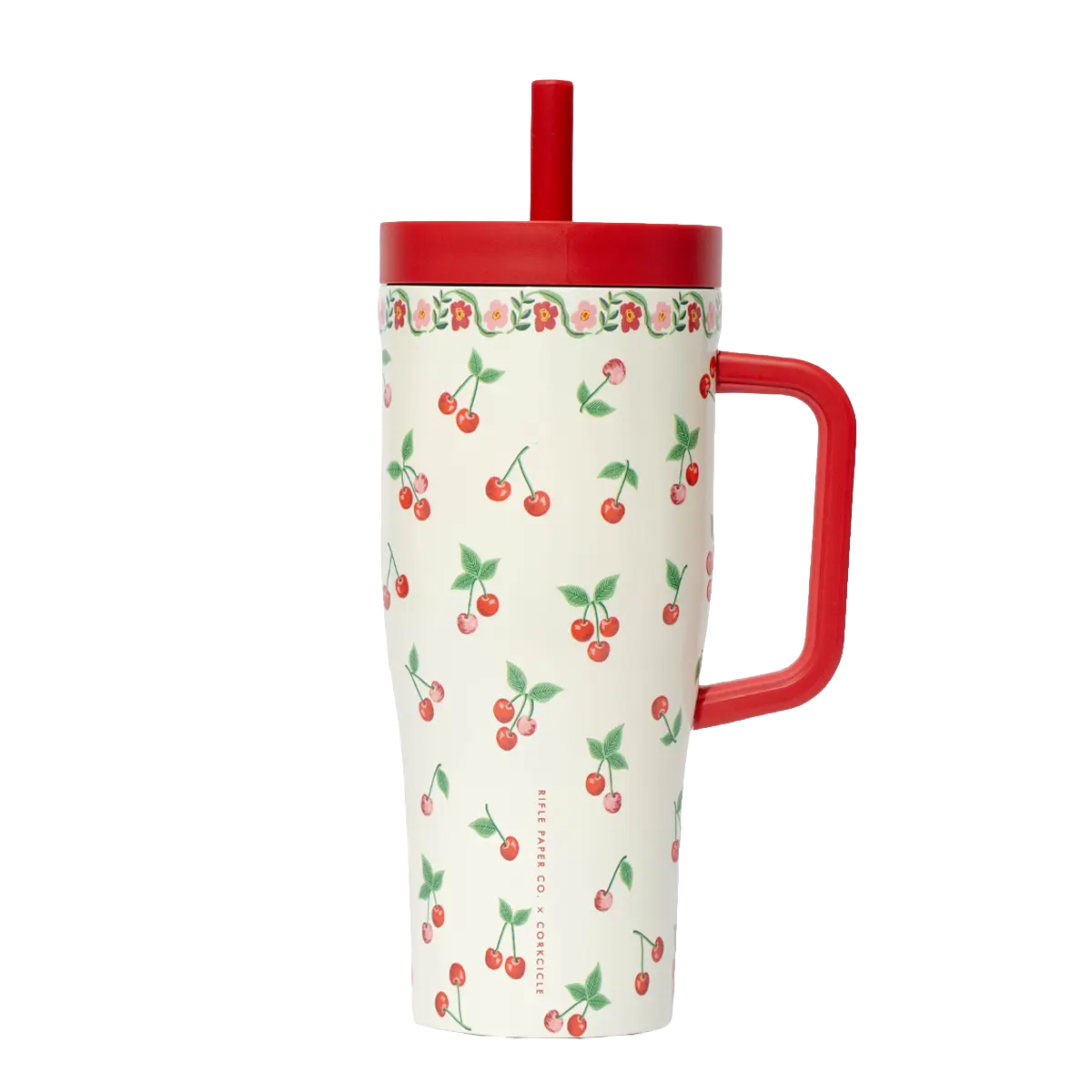 CORKCICLE Rifle Paper Co. Floral 22oz Leak-Proof Cruiser Portable Water Bottle Tumbler, Washable Drinkware with Coffee Lid, Soft Silicone Straw, Comfort Grip Handle, Non-Slip Base, Fits in Most Cupholders, Keeps Cold for 20 Hours, Ideal for Work, Bottles,