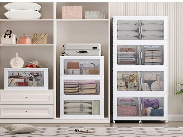 Broview V40 800QT Plastic Storage Bins with Lid and Wheels, Extra Large Stackable Storage Bins with Dividers, Closet Organizers and Storage Cabinet Shelves Collapsible Box for Home Garage