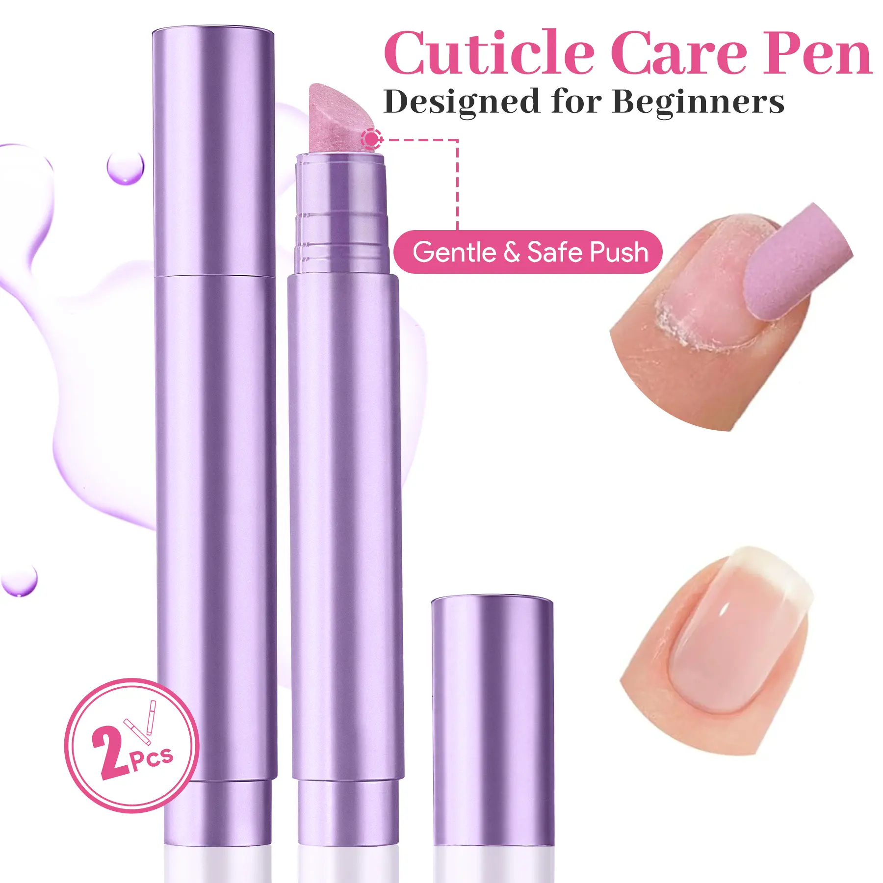 QIEK Ceramic Cuticle Oil Pusher Pen – 3-in-1 Cuticle Remover & Nail Strengthener with Micro-Dosing Oil, 3.5ml Nourishing Essential Oil for Dry & Damaged Nails, Hangnails, Daily Nail Care Manicure Jojoba