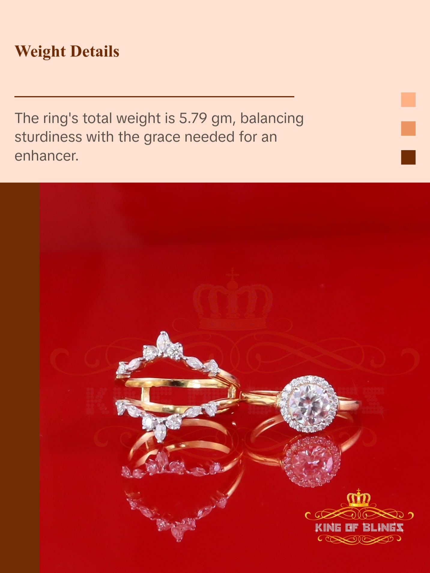 King of Bling's 1.66ct Yellow Guard Wrap Insert 925 SilverMoissanite Solitaire Enhancer Ring SZ7