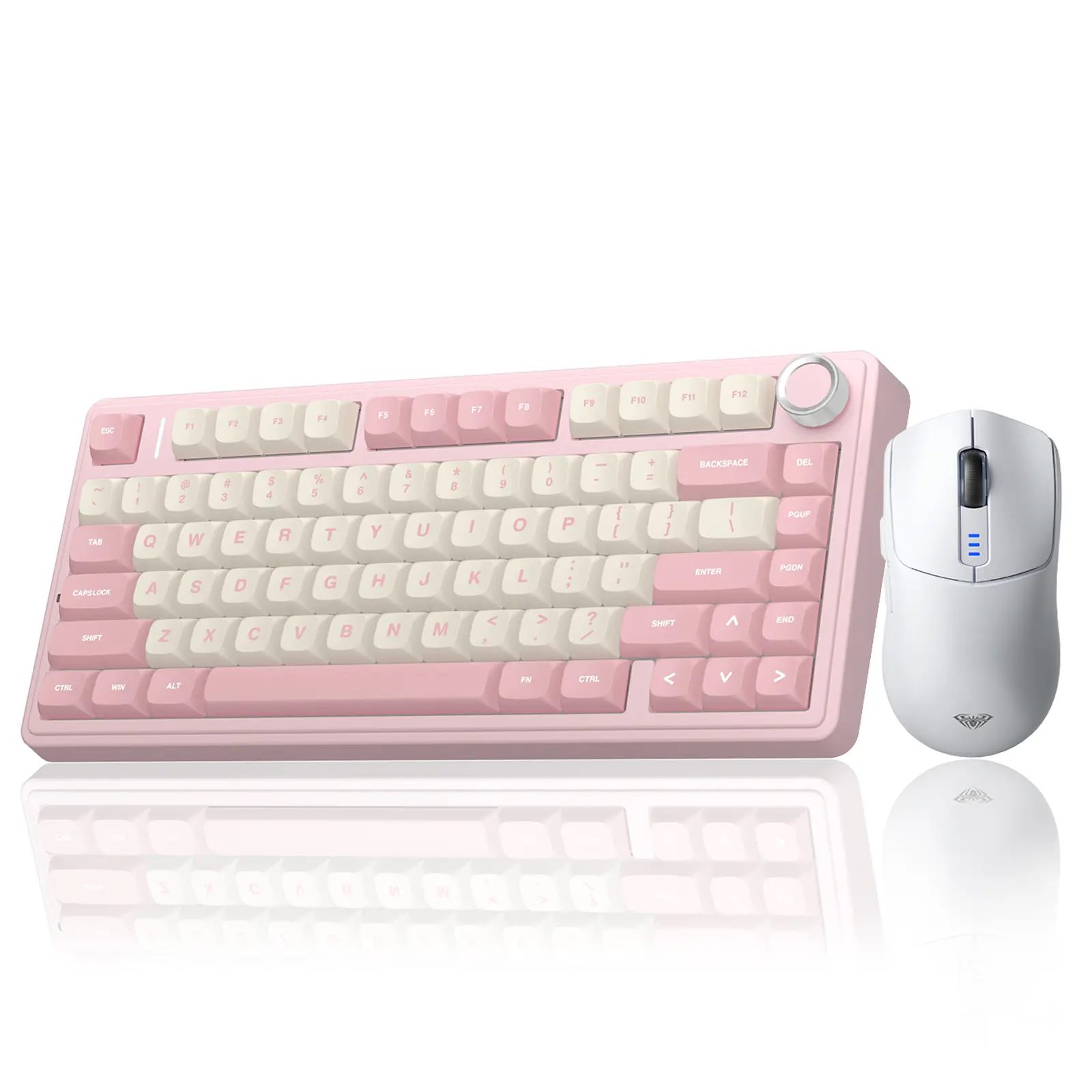 AULA F75Pro Creamy Wireless Keyboard Mouse Combo, Pink RGB Mechanical Gaming Keyboard with SC580 Gaming Mouse, Cute Desk Setup for PC Laptopr,summerwins