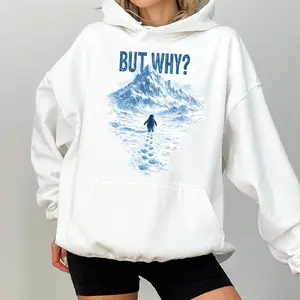 [Made in USA] But Why Penguin Hoodie Unisex Funny Meme Quote, Cute Nihilist Graphic Pullover Hoodie, Minimalist Cartoon Design Oversized Hoodie, Sarcastic Humor Streetwear, Cozy Casual Gift for Men Women Teens