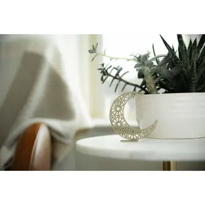 Tabletop Crescent Moon with Moroccan Design - Islamic Decor | Available in 3 Sizes