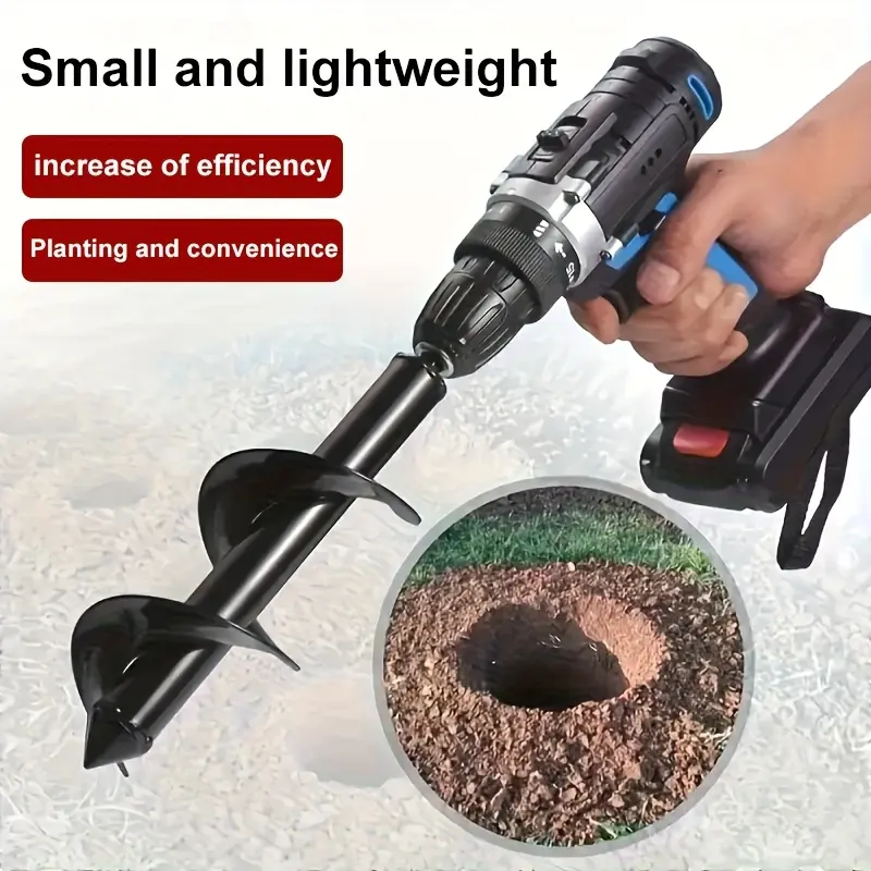 1 pc Durable Steel Spiral Garden Auger Drill Bit - Electric Drill Bulbs Hole Maker, DIY 1.69"x8.66" Yard & Garden Fast Soil Digger for Flower Bed Planting, Vegetable Hole Tool