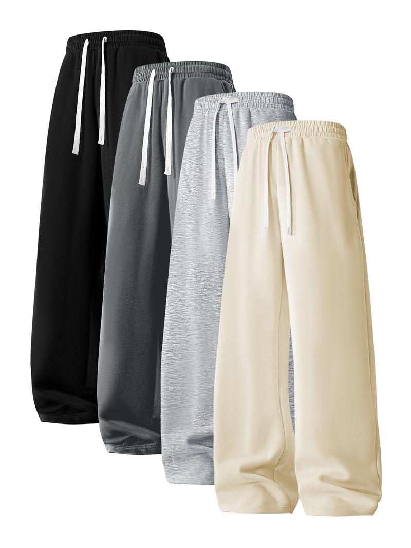 Simple Style Drawstring Casual Pants, Breathable Fabric, Straight Trouser Legs, Comfortable and Loose, Suitable for Outdoor Sports and Fitness or Home Wear in Spring, Summer, and Autumn