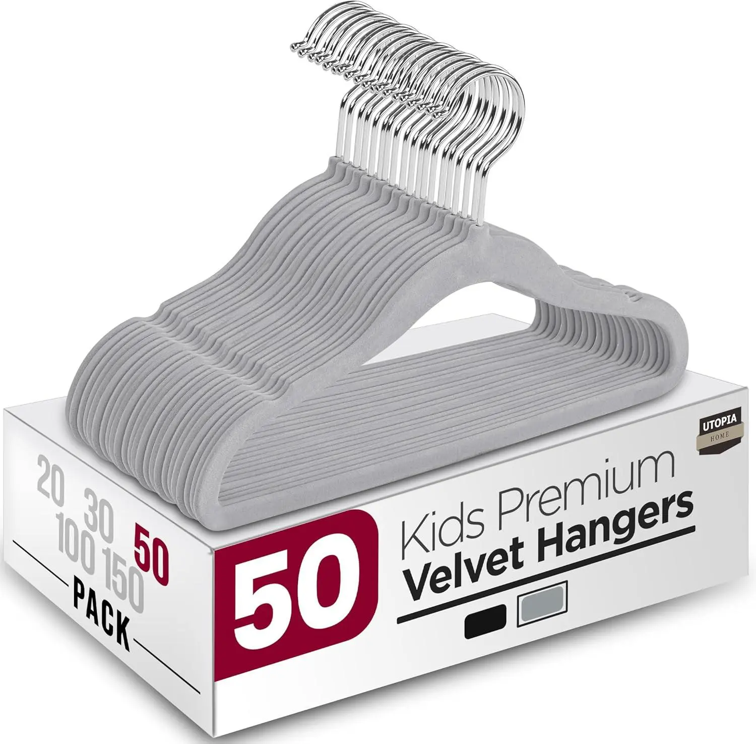 Utopia Home Kids Velvet Organiser Hangers - 11-Inch Non-Slip Baby & Toddler Hangers, Ultra-Slim Durable Space-Saving Closet Organizers, Organiser Hanger