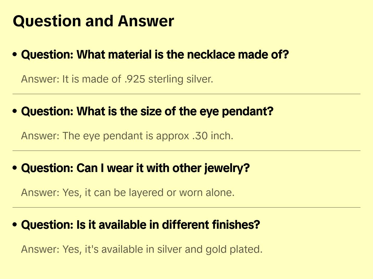 Sterling Silver Blue Eye Necklace