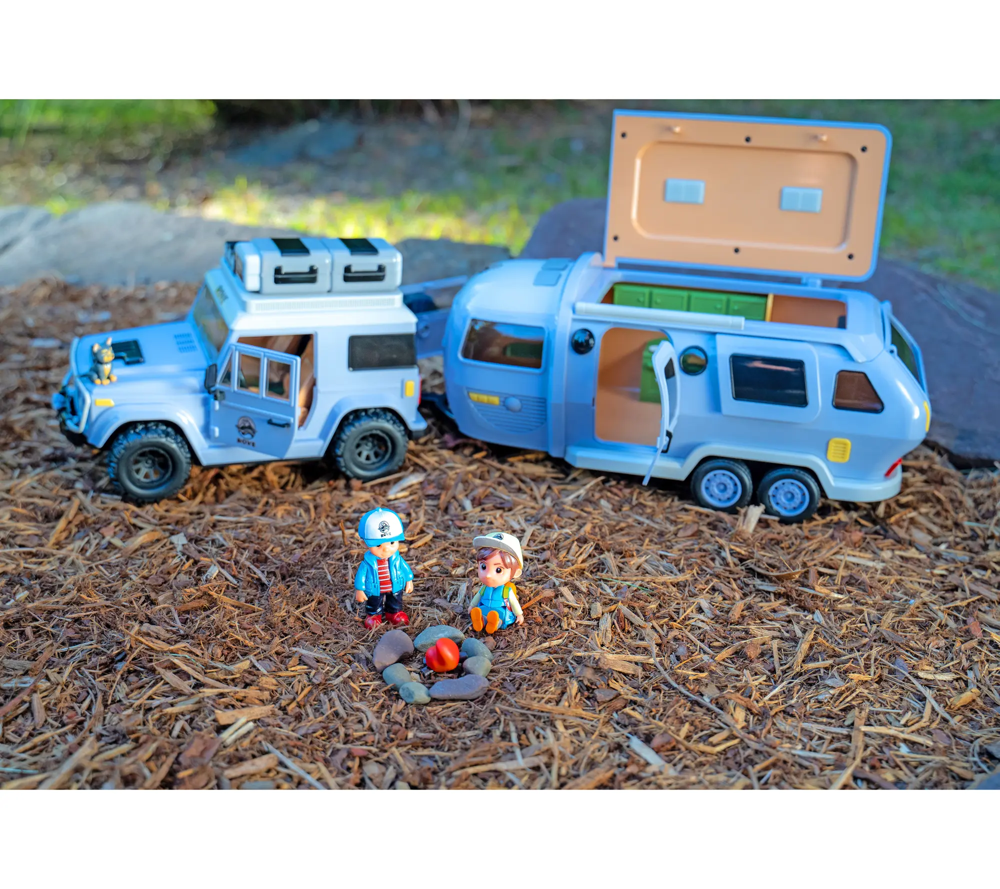 ROVE Vehicle Playset with Camper Figurine Toys