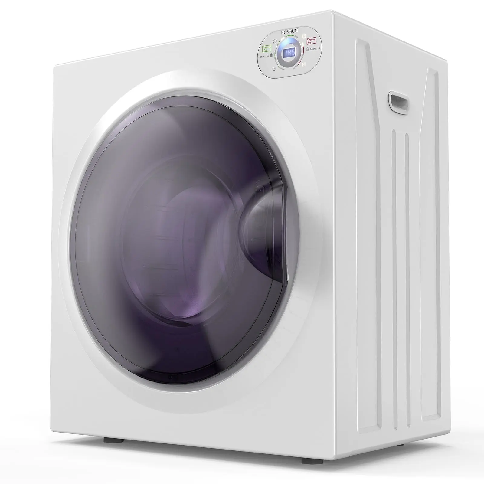 ROVSUN 1.5/1.8/2.6 Cu.Ft Portable Clothes Dryer, 1400W Fast Drying Front Load Tumble Laundry Dryer with Stainless Steel Tub & LCD Control Panel Six-Mode for Apartment, Home, Dorm