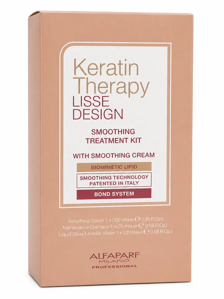 Alfaparf 3-Piece Keratin Therapy Hair Smoothing Kit with Babassu Oil - Professional Haircare Set Including Shampoo & Moisturizer for Frizz Control, High Gloss, Coarse Hair, Shiny Hair