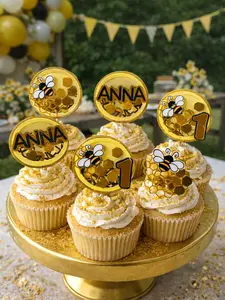 Bee CupCake Topper/ Birthday/Party Supplies
