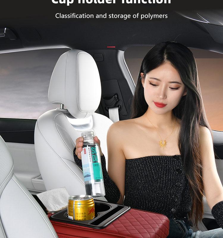 Car interior accessories armrest box storage bag for storage and organization of universal car interior accessories, cup holder and mobile phone storage cabinet for long-distance driving travel, car center console armrest pad, multi-function storage bag