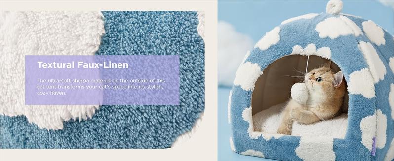 LESURE Cute Cat Beds for Indoor Cats - 2 in 1 Cat Cave Bed with Removable Washable Cushioned Pillow, Cozy Cat Tent House Design Pet Supplies Portable Blanket, Valentine’s Day Choice