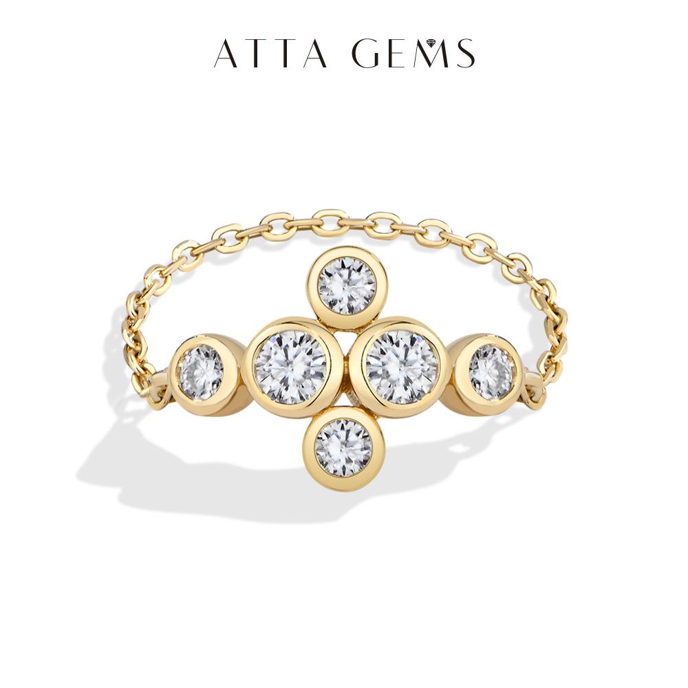 ATTAGEMS D VVS1 Color Lab-Created Moissanite Ring Chain Type 925 Sterling SIlver Daily Wear Design Party Travel Birthday Rings Fine Jewelry Gift R305