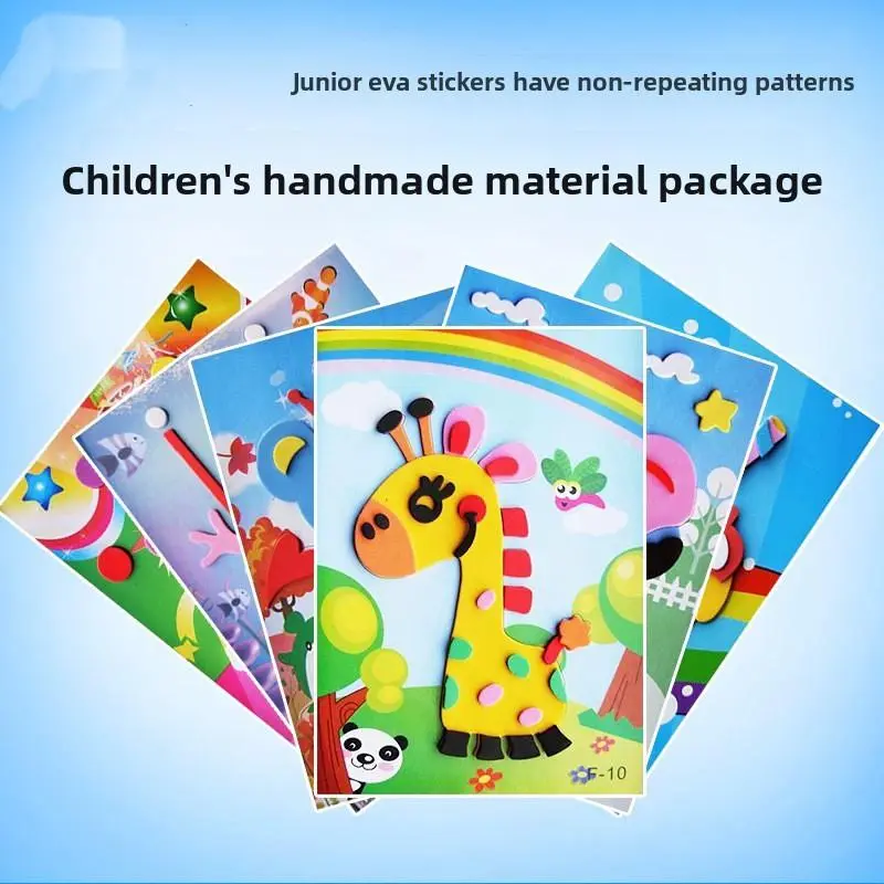 EVA 3D Stickers for Kids, 3D Paste Painting, 20 Patterns, Small Cartoon Stickers for Kindergarten